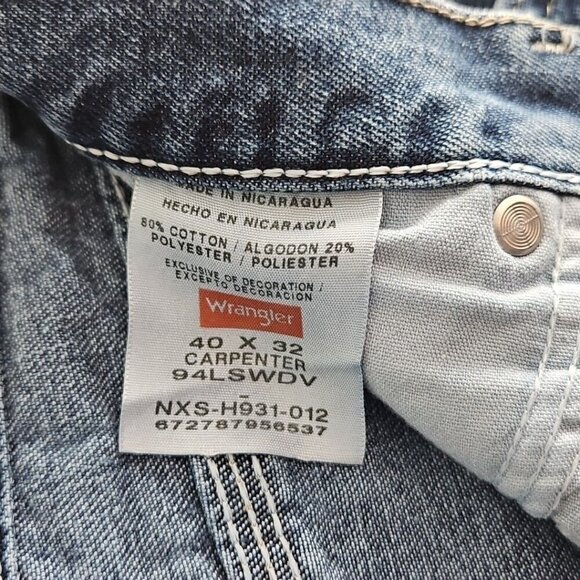 Wrangler Carpenter's Jeans Men's Size W40 L32 Straight Wide Leg Med Blue Y2K - Picture 4 of 16